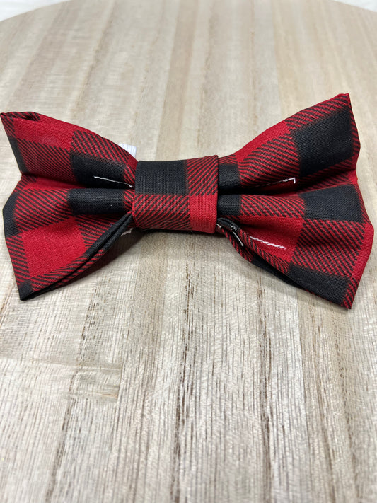 Black and Red Plaid Bowtie - AussomePups
